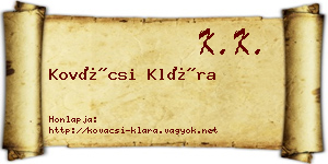 Kovácsi Klára névjegykártya